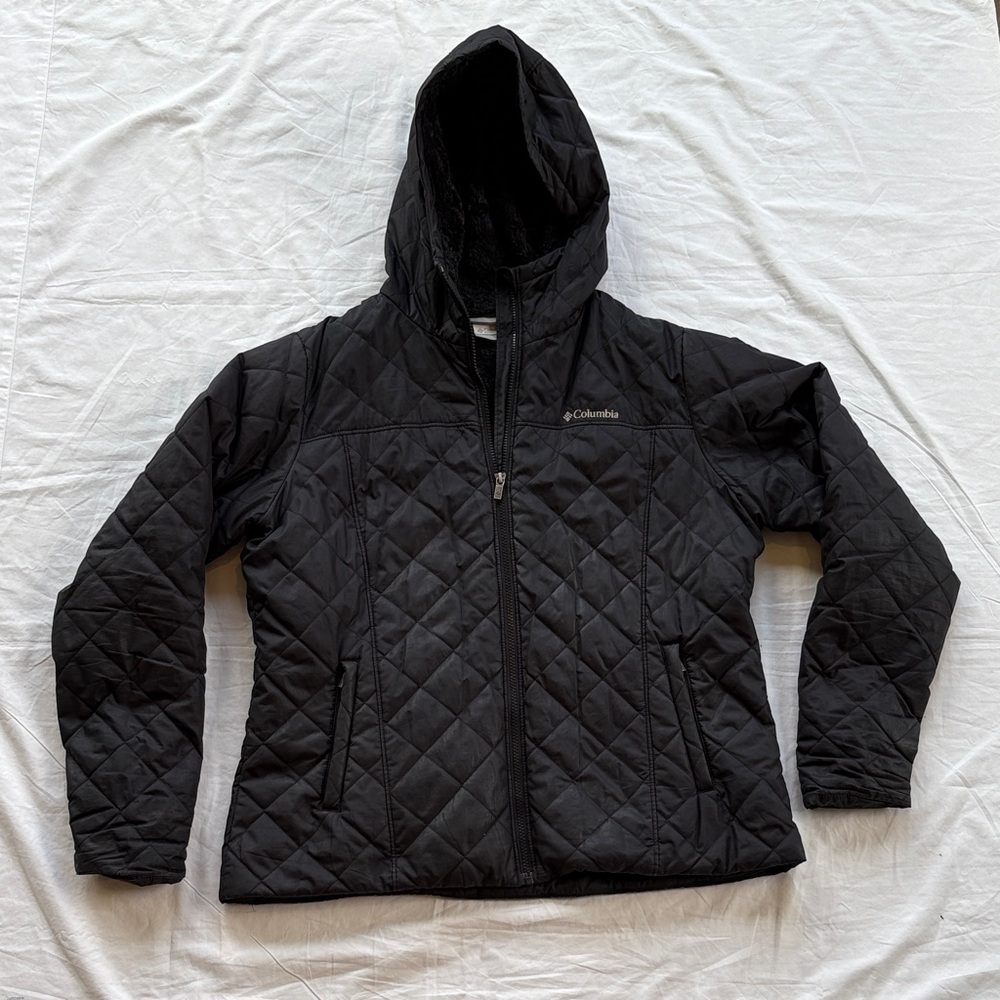 Columbia Copper Quest Black Quilted Hooded Jacket Womens XL